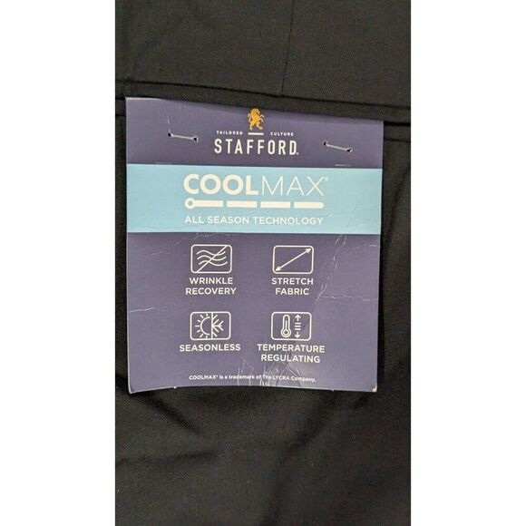 Stafford Mens 50x29 Black Dress Pants Coolmax Button Zip High Rise Big & Tall - Picture 10 of 12